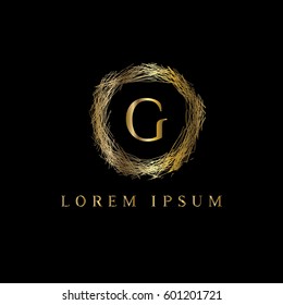 G letter golden nest vector logo design template