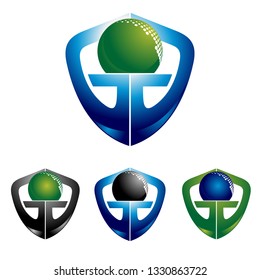 G Letter Golf Shield Tournament Logo Icon Illustration