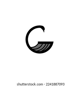 G letra logotipo de ganso vector de fondo blanco 