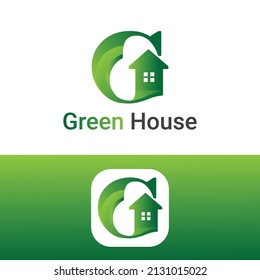 G letter green house logo design template