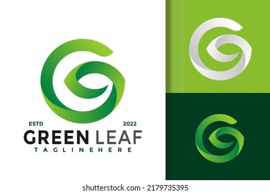 G Letter Green Leaf Logo Design, Brand Identity logos vector, modern logo, Logo Designs Vector Illustration Template