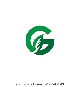 g letter with green leaf logo, eco logo, green logo, g logo, green g