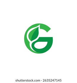 g letter with green leaf logo, eco logo, green logo, g logo, green g