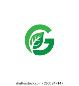 g letter with green leaf logo, eco logo, green logo, g logo, green g