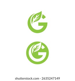 g letter with green leaf logo, eco logo, green logo, g logo, green g