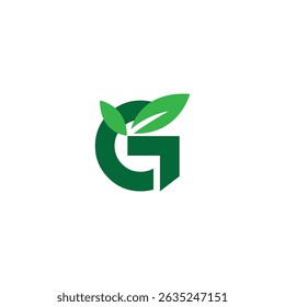 g letter with green leaf logo, eco logo, green logo, g logo, green g