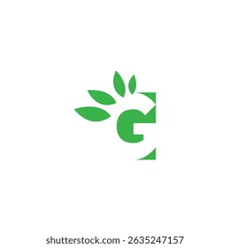 g letter with green leaf logo, eco logo, green logo, g logo, green g