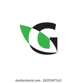 g letter with green leaf logo, eco logo, green logo, g logo, green g