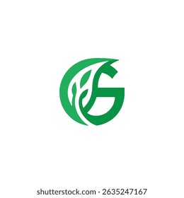 g letter with green leaf logo, eco logo, green logo, g logo, green g