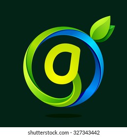 G letter with green leaves and water waves. Vector design template elements for your ecology application or corporate identity.