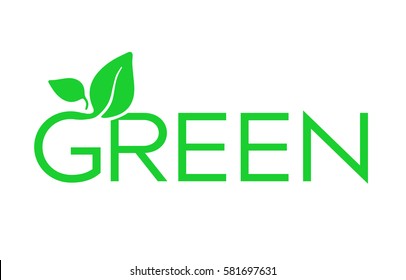 G Letter Green Logo with Leaves Typography Icon Badge