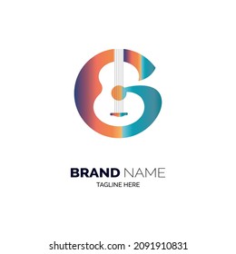 G letter guitar logo design template for brand or company and other