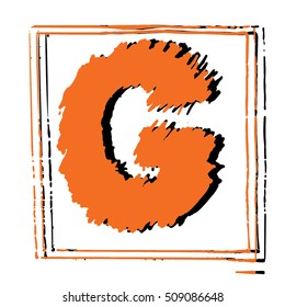 G letter hand drawn vector illustration. G letter grunge sign (symbol, emblem, icon)