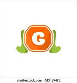 G letter happy food logo. Cute vector illustration
