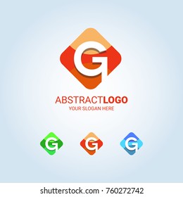 G Letter in Harmony Color Round Corner Rectangle Logo