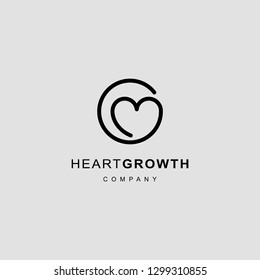 G letter with heart shape logo icon