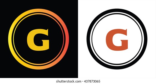 G letter icon design template elements in abstract background logo, design identity in circle, alphabet letter
