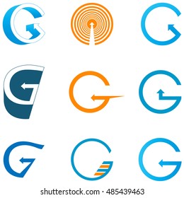 G letter icon set