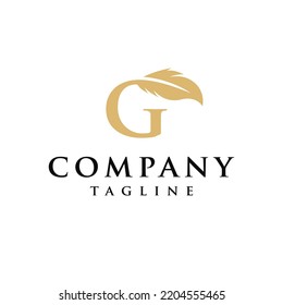 G Letter initial feather design logo vector template.  
