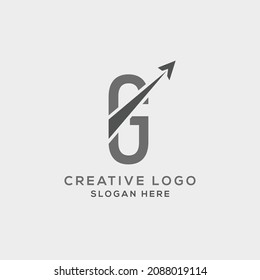 Letra G inicial incorporada con ilustración vectorial de diseño de logotipo de flecha.