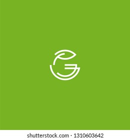 G letter initial logo circle leaf line vector icon templates