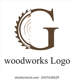 G Letter initial Wood Carpenter industry logo inspiration. wood logo , woodwork handyman, wood house builder. simple minimalist icon Vector illustration.