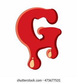 G letter isolated on white background. Red bloody G letter vector illustration