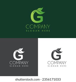 G letter with leaf creative logo design vector stock illustration