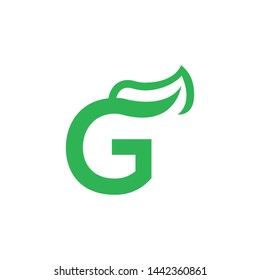G letter with leaf logo template vector icon design