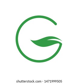 G letter with leaf vector logo template.