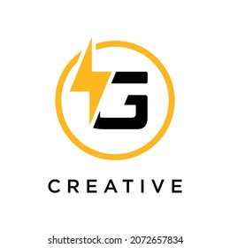 G Letter With Lighting Thunder Bolt Logo Design. Electric Bolt Flash Letter Logo Vector Illustration.