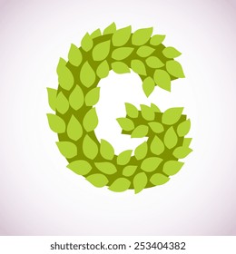 "G" letter like a bush, vector illustration.