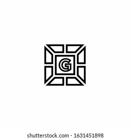 G letter line shape square monogram design logo