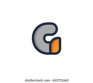 G Letter Linear Flat Color Minimal Alphabet logo mark design template