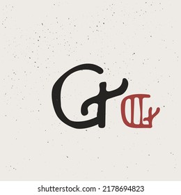 G letter logo in Ancient historical style. This icon based on rock art pictograms. Perfect for creating decorative prints, Nordic design, clothing embroidery, wizardry packaging, pagan header, etc.