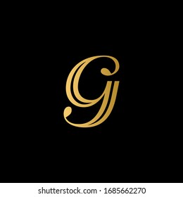 G letter logo with black background.Gold letter icon.Black and gold.