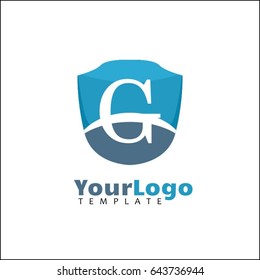 G letter logo. Blue shield for Hotel, Reatil, Law, Finance, investment, Sport Club or any Luxury image Business