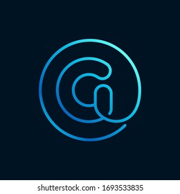 G letter logo in a circle. Impossible line style. Perfect blue icon for digital labels, nightlife print, neon advertising, etc.