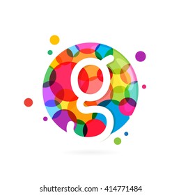 G letter logo in circle with rainbow dots. Font style, vector design template elements for your application or corporate identity.