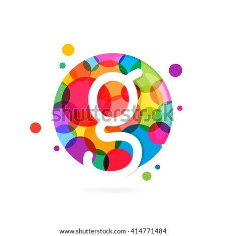 G letter logo in circle with rainbow dots. Font style, vector design template elements for your application or corporate identity.