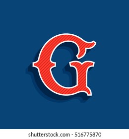 G letter logo in classic sport team style font. Typography for your posters, sportswear, club t-shirt, banner, etc.  