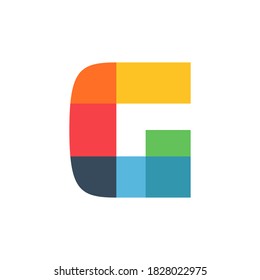 El logo de la letra G coloreado brillante y vívidamente con los colores superpuestos. Puedes usarlo en tu identidad corporativa, revistas para niños, afiches de cumpleaños, diseño de ropa y otros. 