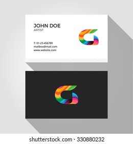G Letter Logo Colorful Wavy Abstract Business card design template