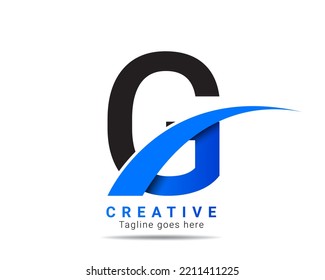G letter logo for company brand identity, travel, logistic, business logo template. Initial blue color G letter alphabet logo