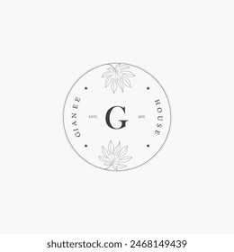 G letter logo with a creative floral concept for company business beauty real estate premium vector