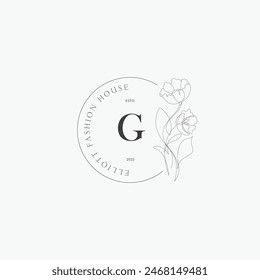 G letter logo with a creative floral concept for company business beauty real estate premium vector