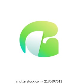 G letter logo with curled corner. Negative space style icon. Colorful gradient note paper. Modern clean vector origami font for your stickers, crypto app, nft identity, and tags.