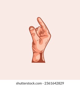 G letter logo in a deaf-mute hand gesture alphabet. Hand drawn vector illustration