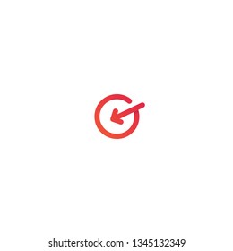 G letter logo design. circle with arrow goes inside vector icon illustration