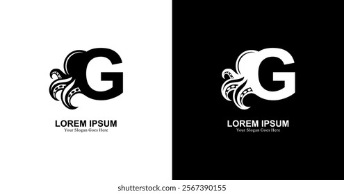 G letter logo design combined with octopus